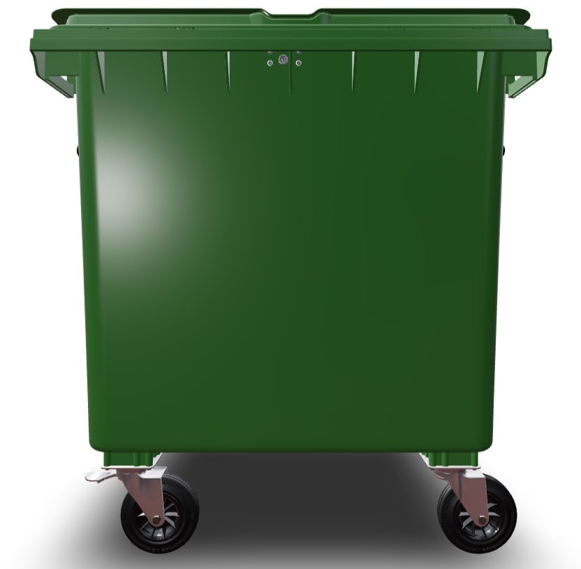 Контейнер зеленого кольору 1100л. Contenur з замком